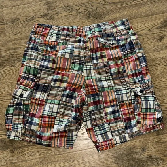 Gap madras plaid patchwork rugged cargo shorts 38 - Picture 3 of 8